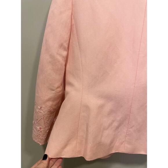 KASPER Rose Pink Linen Rayon Open Front Blazer Women's Sz 4 - Picture 6 of 8